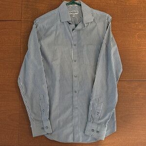 Express Men's Navy Pinstripe Dress Shirt